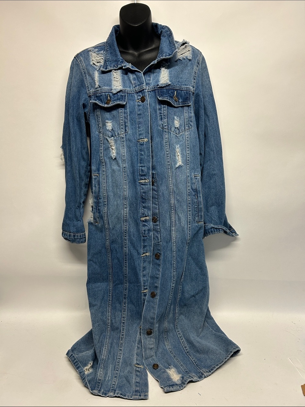Pink label Denim Co Light Blue Denim long sleeve 100% cotton jacket distressed
